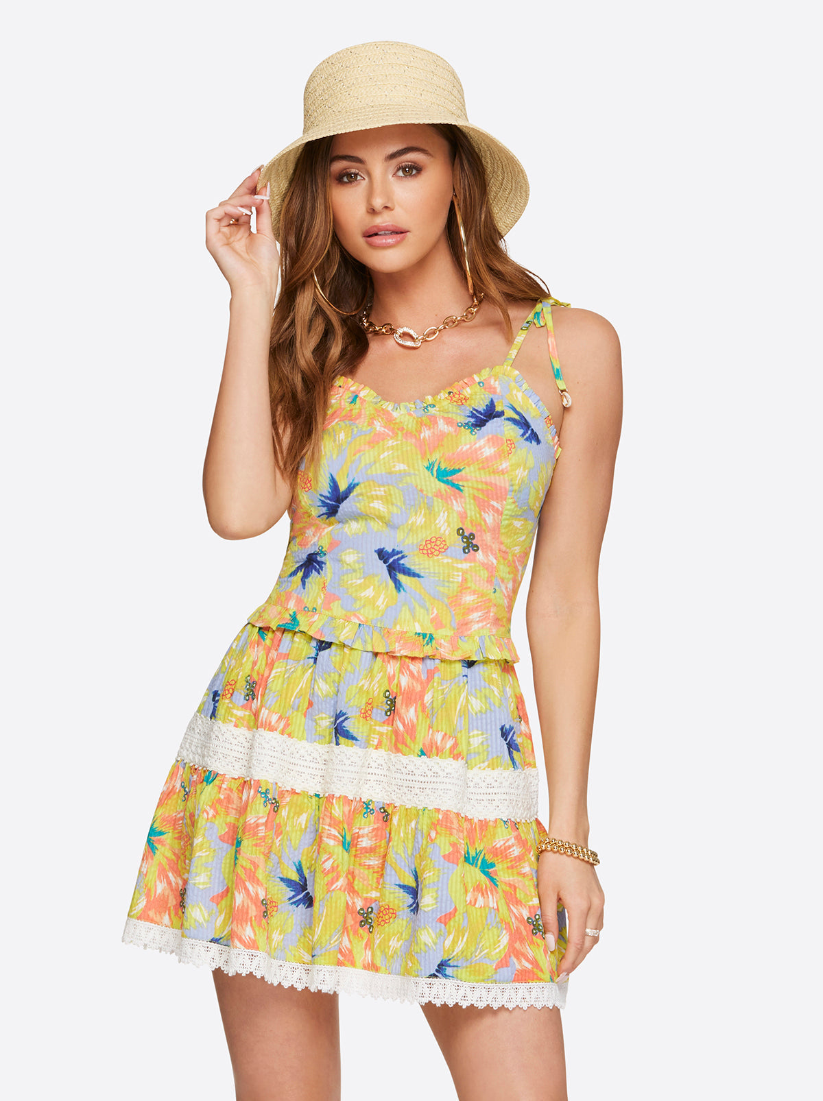 Women Clare Peplum Tank - Candy Hibiscus | Jessica Simpson