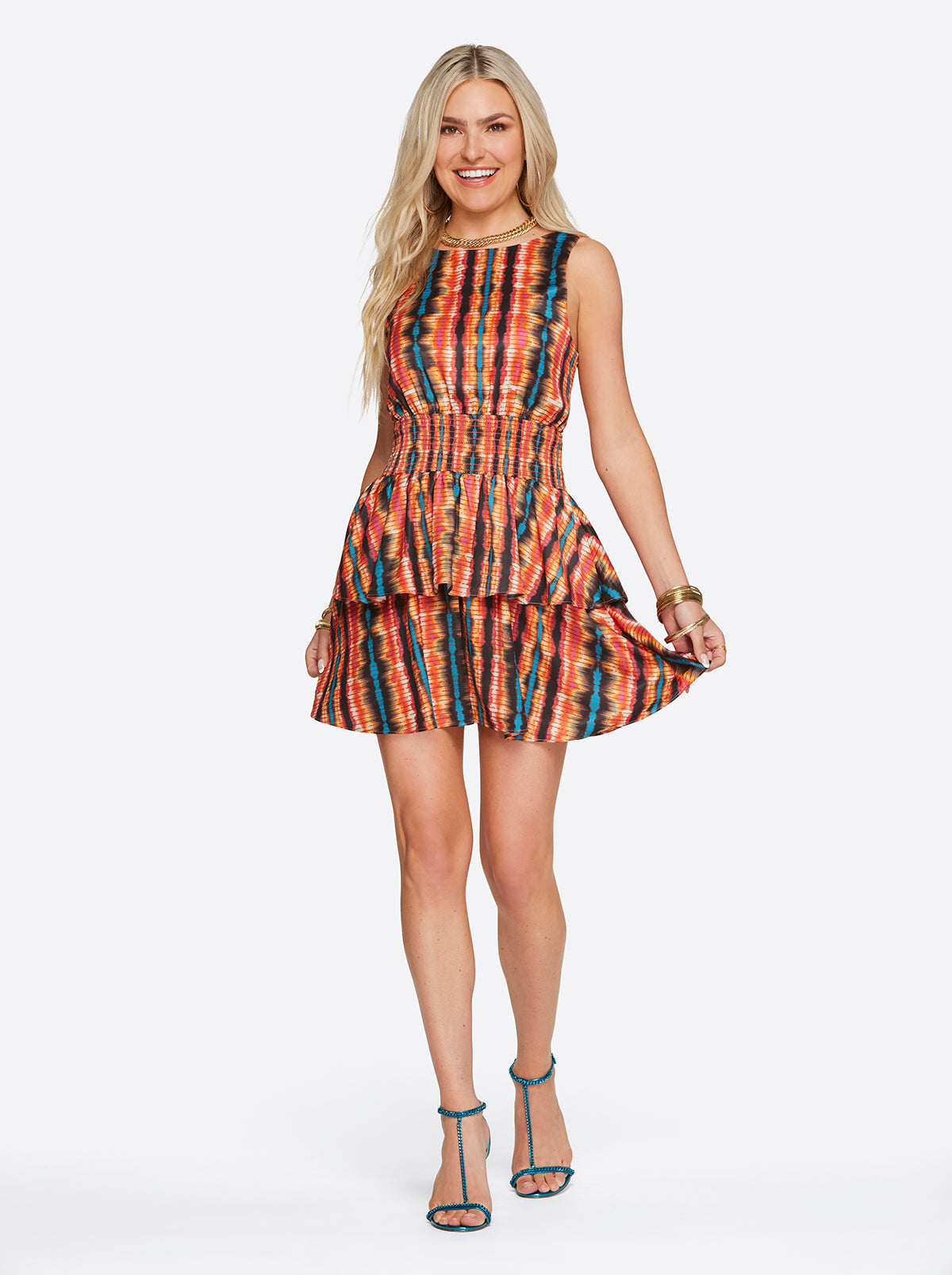 Women Illora Tiered Mini Dress - Tie Dye Stripe | Jessica Simpson