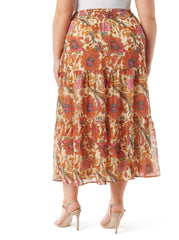 Women Sunita Tiered Skirt - Apricot Sherbet Paisley | Jessica Simpson