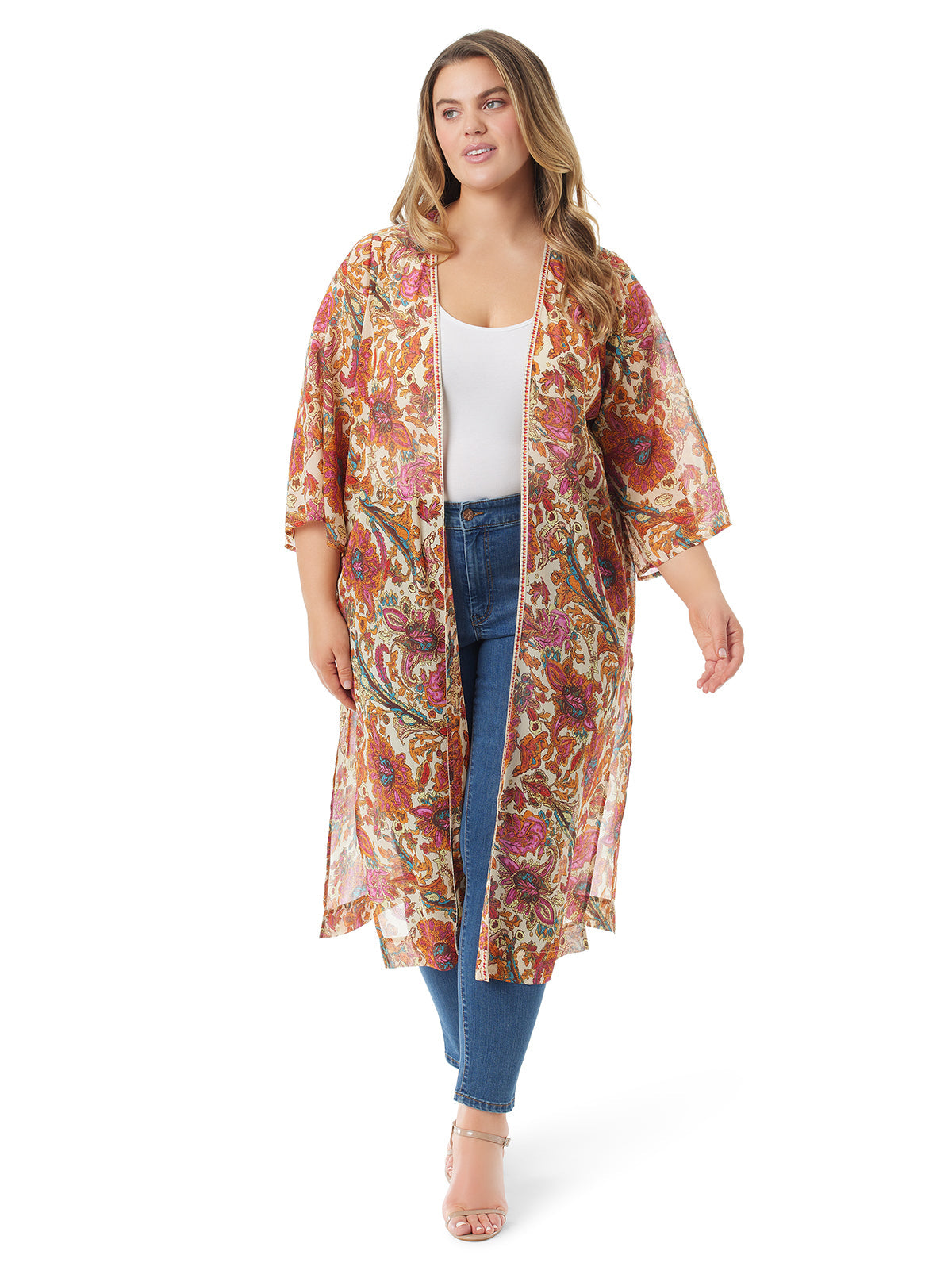 Women Calie Kimono - Apricot Sherbet Paisley | Jessica Simpson