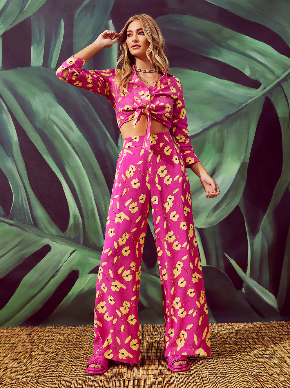 Women Winnie Wide Leg Pants - Withering Petals | Jessica Simpson