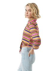 Women Wisteria Tie Front Top - Rainbow Stripe | Jessica Simpson