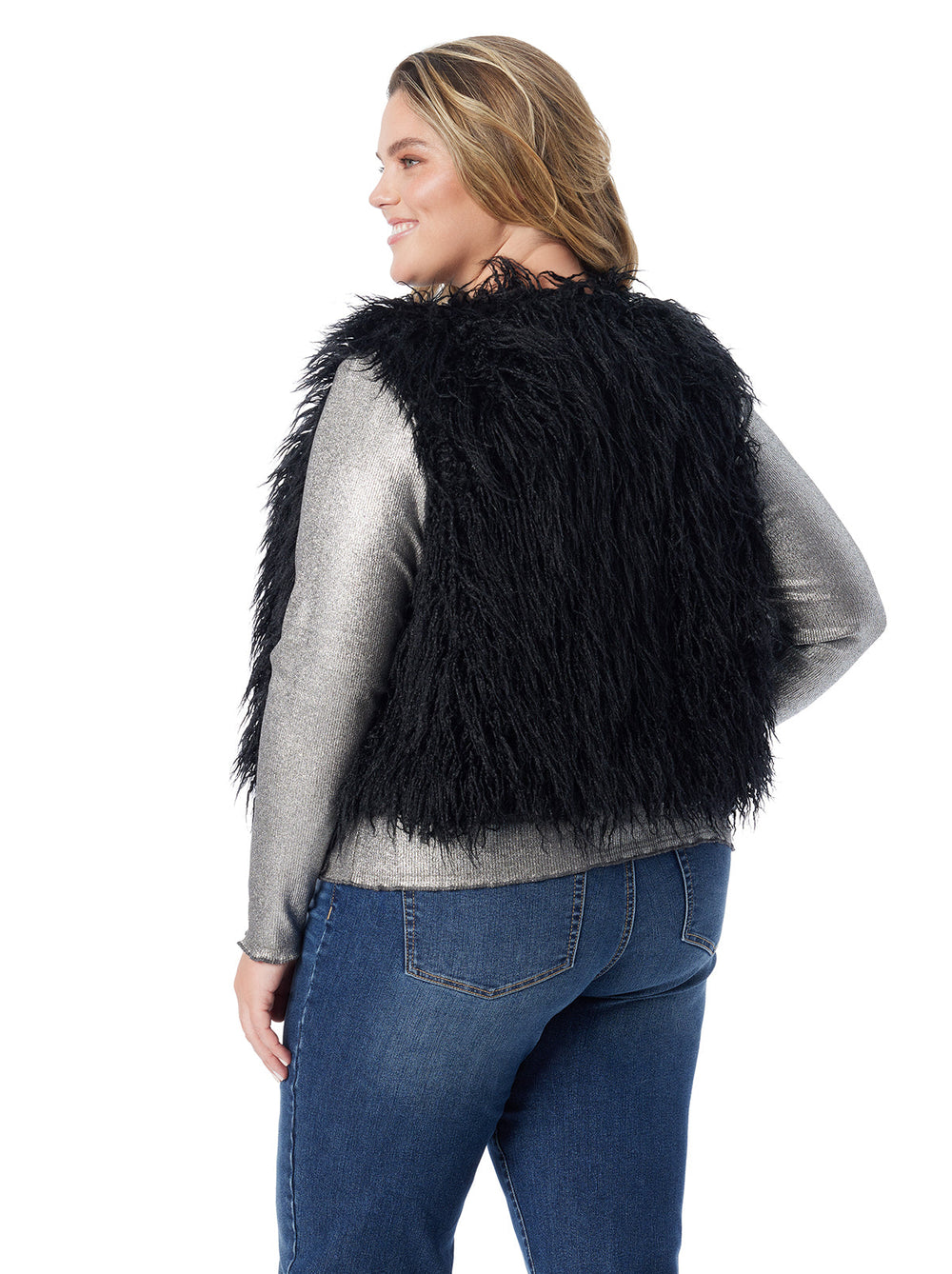 Women Fur Vest - Anthracite | Jessica Simpson