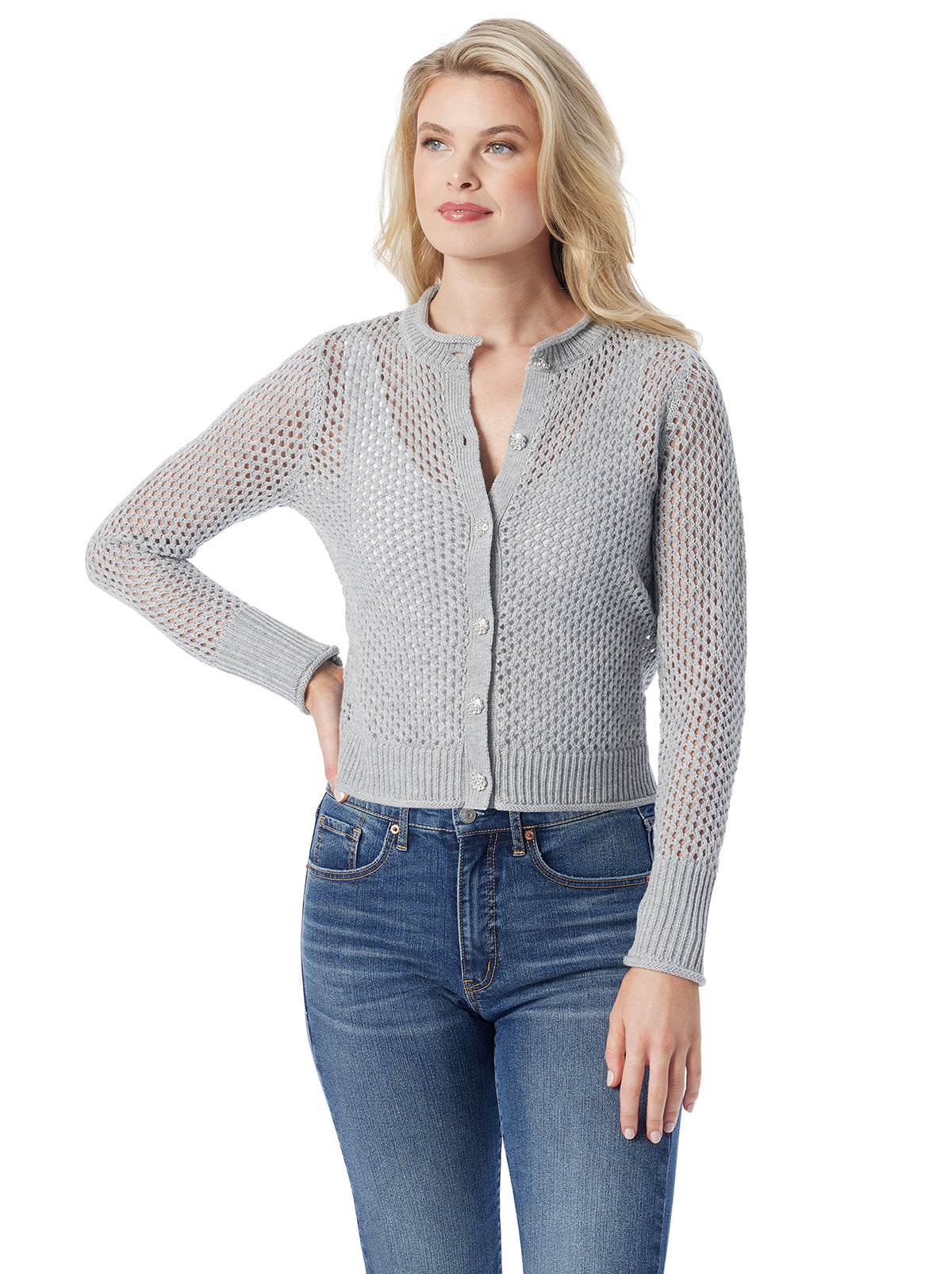 Women Bianka Cardigan - Metallic Silver | Jessica Simpson