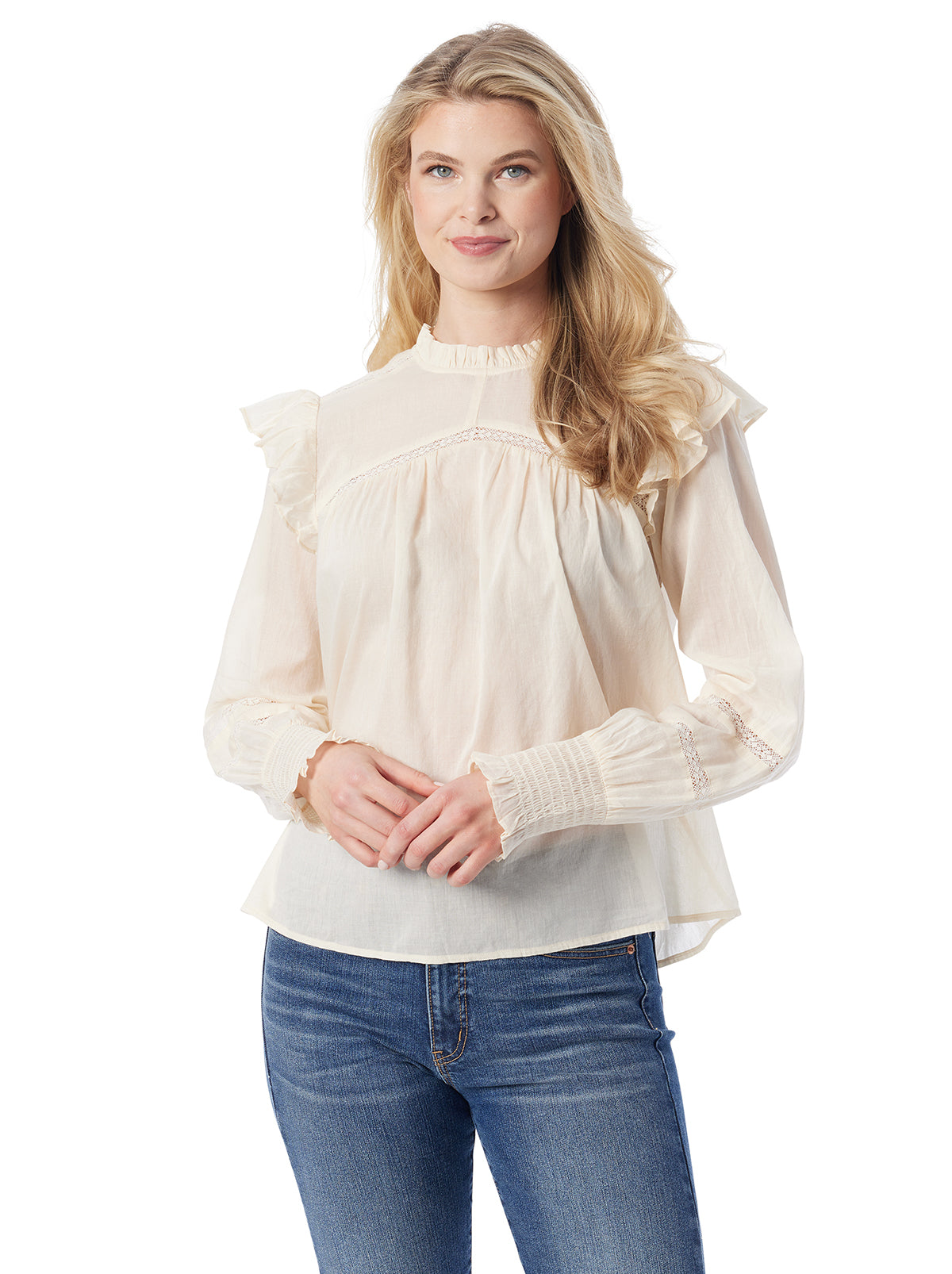 Women Elsiana Ruffle Top - Parchment | Jessica Simpson