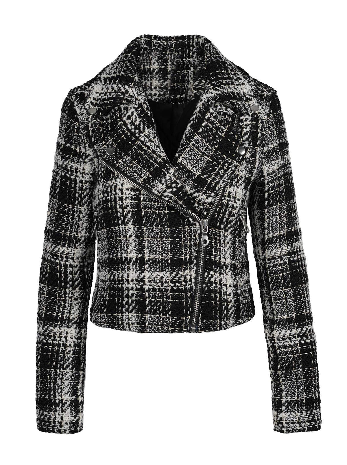 Women Biker Jacket - Black & White Tweed | Jessica Simpson