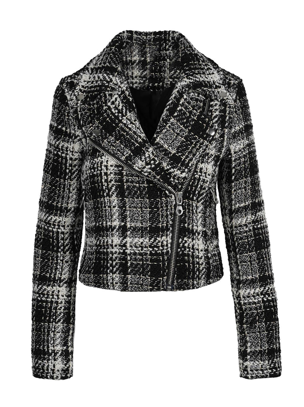 Women Biker Jacket - Black & White Tweed | Jessica Simpson