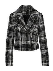 Women Biker Jacket - Black & White Tweed | Jessica Simpson