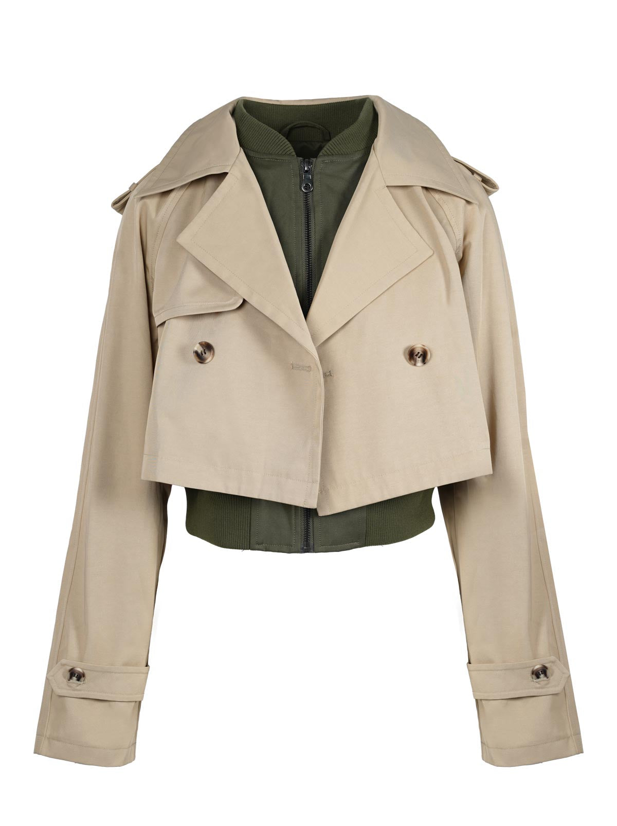 Women Trench Bomber Jacket - Khaki | Jessica Simpson