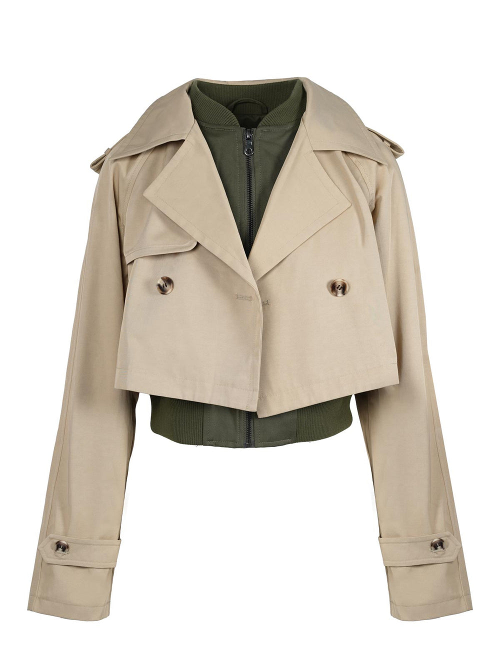 Women Trench Bomber Jacket - Khaki | Jessica Simpson