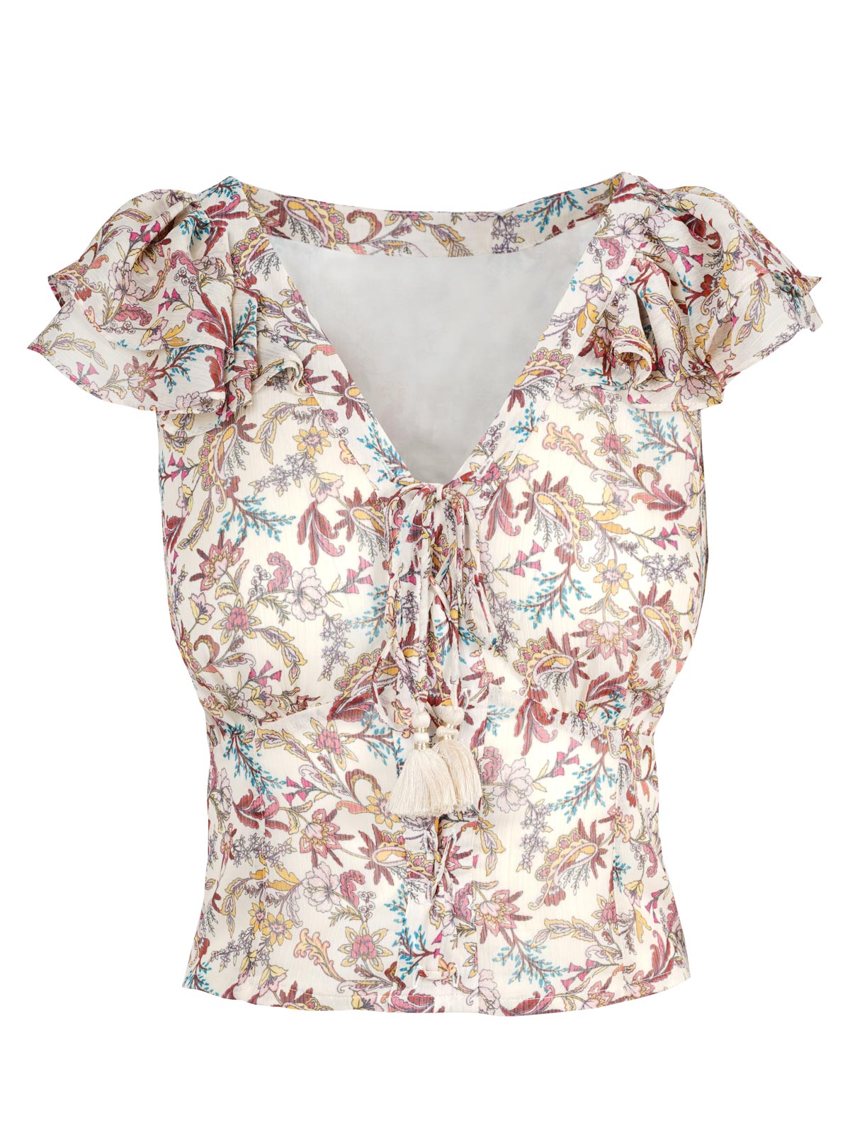 Women Dixie Cropped Blouse - Cartoon Florals | Jessica Simpson