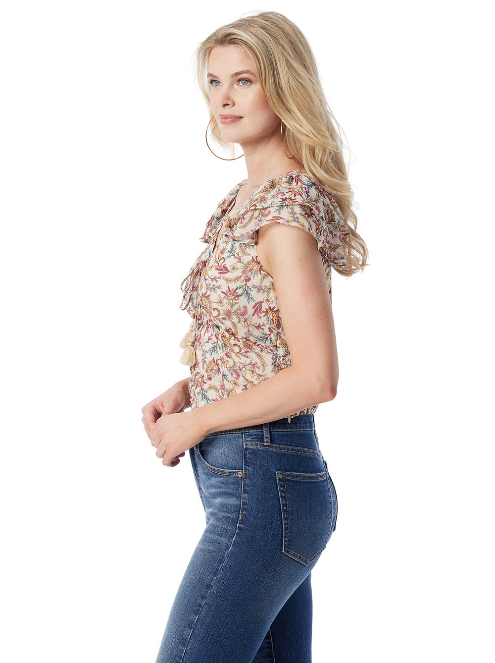 Women Dixie Cropped Blouse - Cartoon Florals | Jessica Simpson