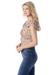 Women Dixie Cropped Blouse - Cartoon Florals | Jessica Simpson