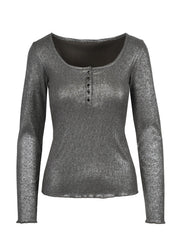 Women Tahani Henley Top - Silver Grey | Jessica Simpson