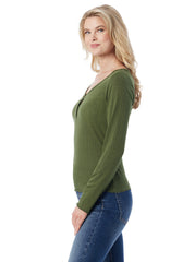 Women Tahani Henley Top - Bronze Green | Jessica Simpson