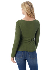 Women Tahani Henley Top - Bronze Green | Jessica Simpson