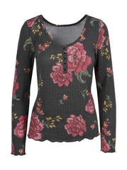 Women Tahani Henley Top - Sketchy Roses | Jessica Simpson