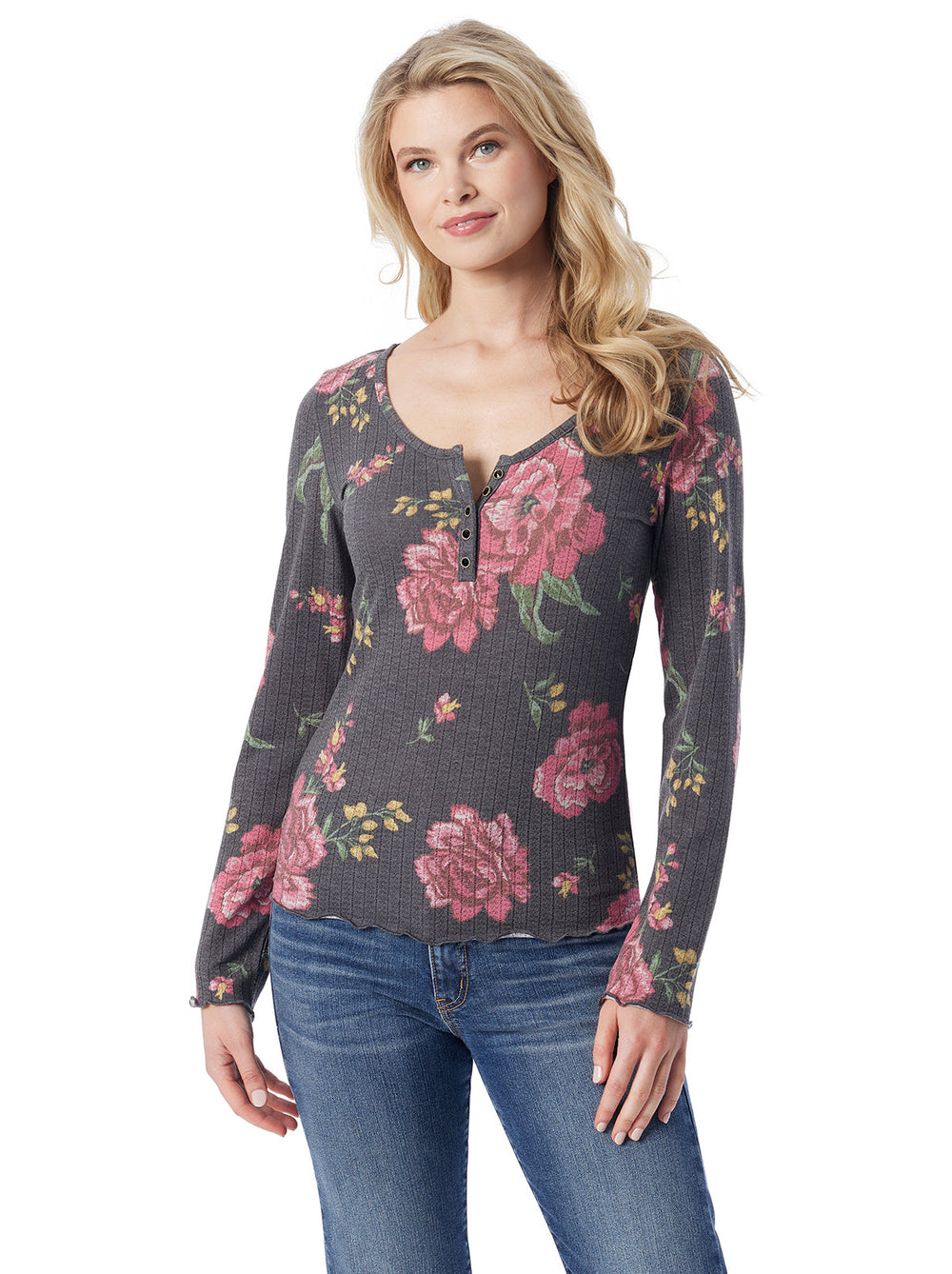 Women Tahani Henley Top - Sketchy Roses | Jessica Simpson