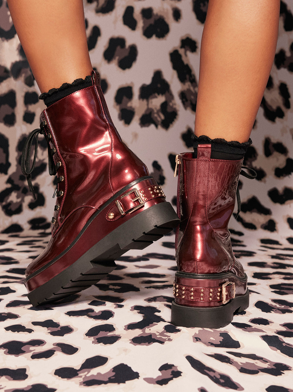 Women Imelda Combat Boot - Oxblood | Jessica Simpson