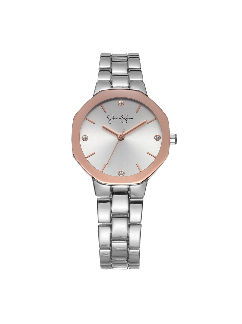Accessories Rose Mettalic Bezel Bracelet Watch - Silver Tone | Jessica Simpson