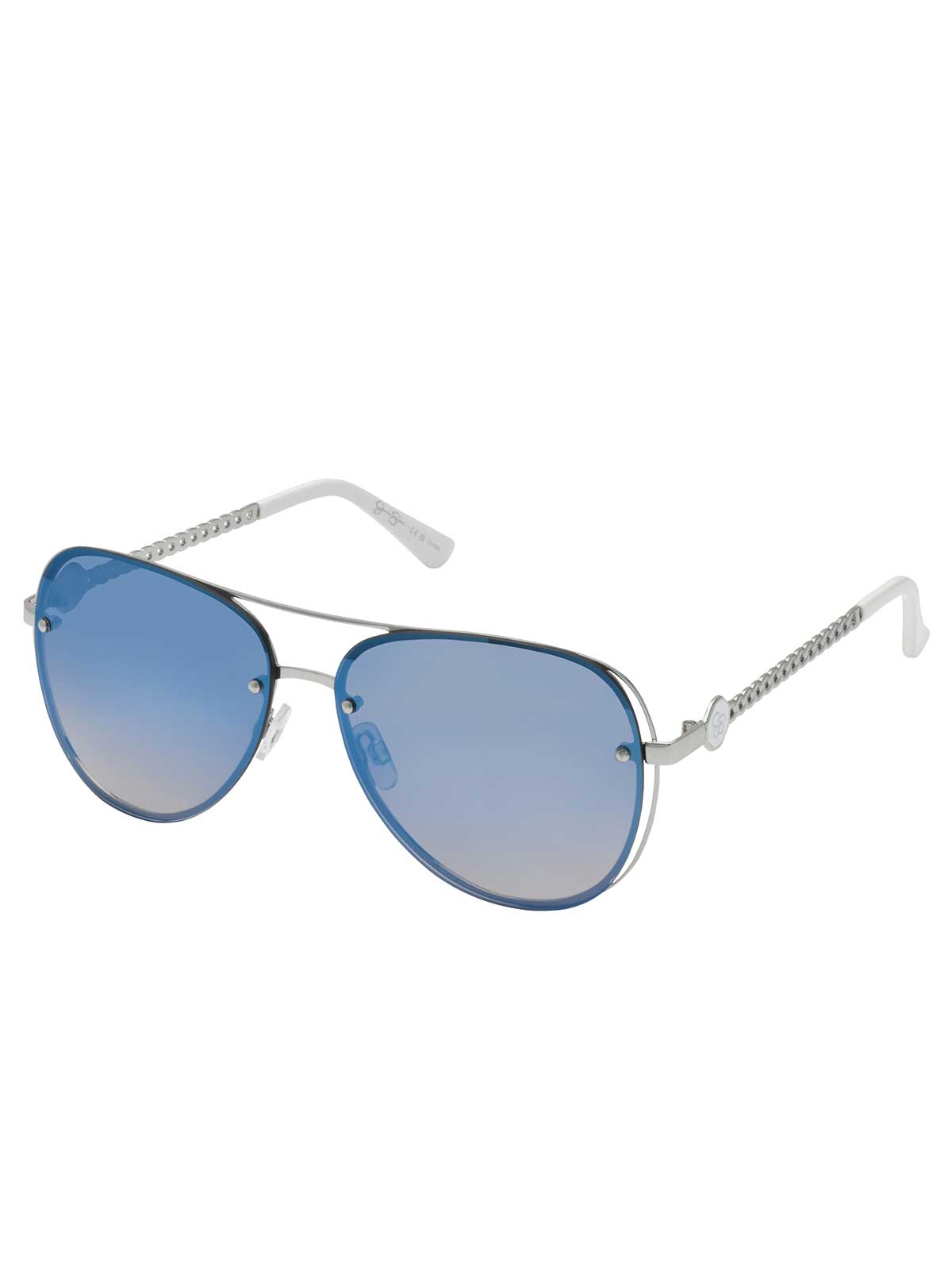 Accessories Chic Aviator Pilot Sunglasses - Silver & White | Jessica Simpson