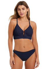 Women Boho Jacquard Cropped Cami with Ring - Dark Navy | Jessica Simpson