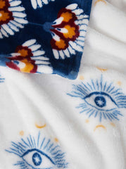 Home Celeste Plush Throw Plush - White & Navy | Jessica Simpson