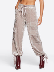 Women Velvet Cargo Pant - Pearl Grey | Jessica Simpson