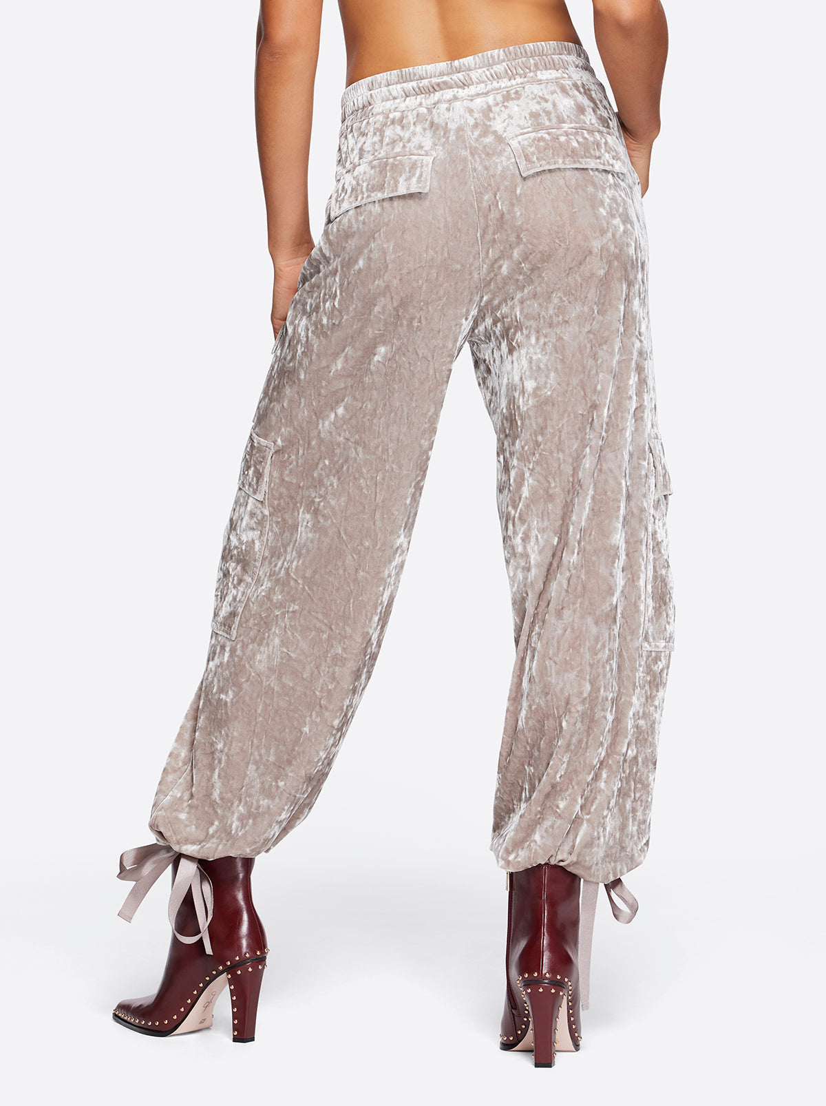 Women Velvet Cargo Pant - Pearl Grey | Jessica Simpson