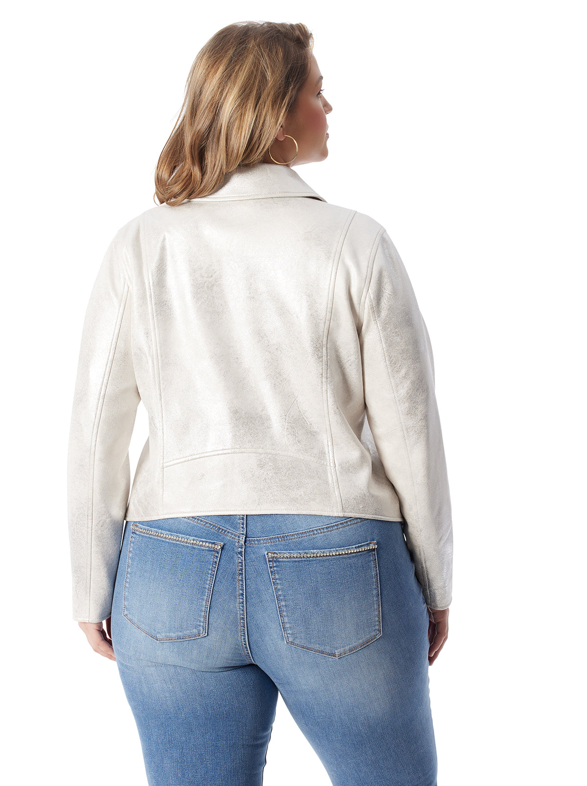 Women Biker Jacket - Silver Cream | Jessica Simpson