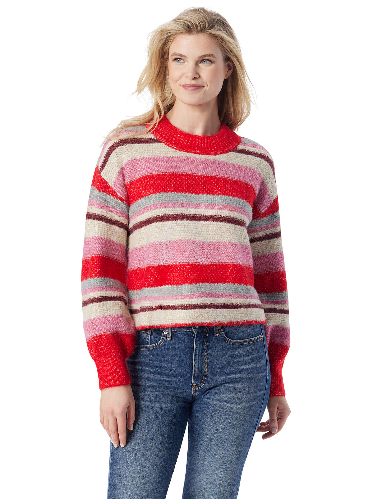 Women Portia Sweater - Goji Berry Stripe | Jessica Simpson