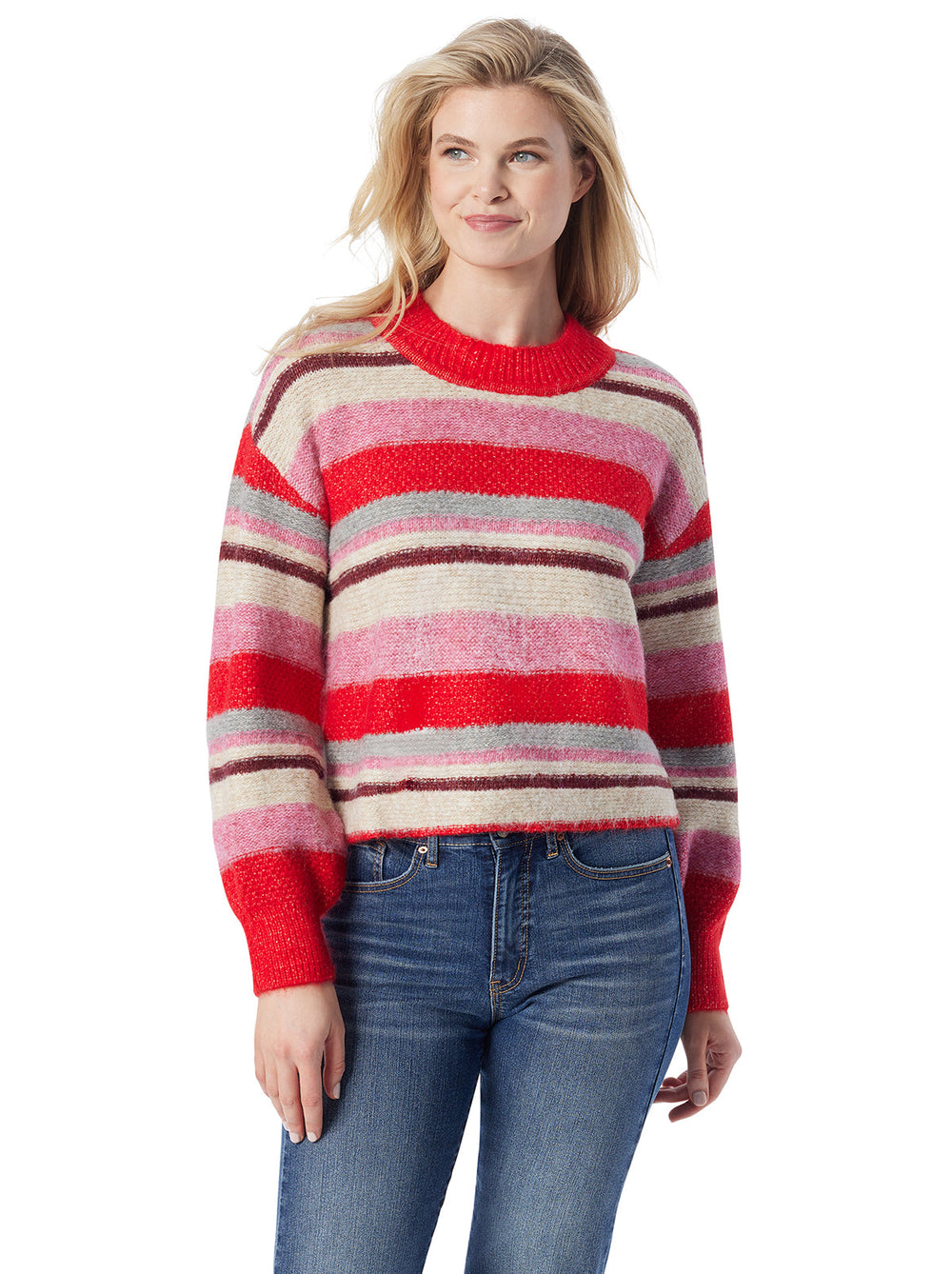 Women Portia Sweater - Goji Berry Stripe | Jessica Simpson