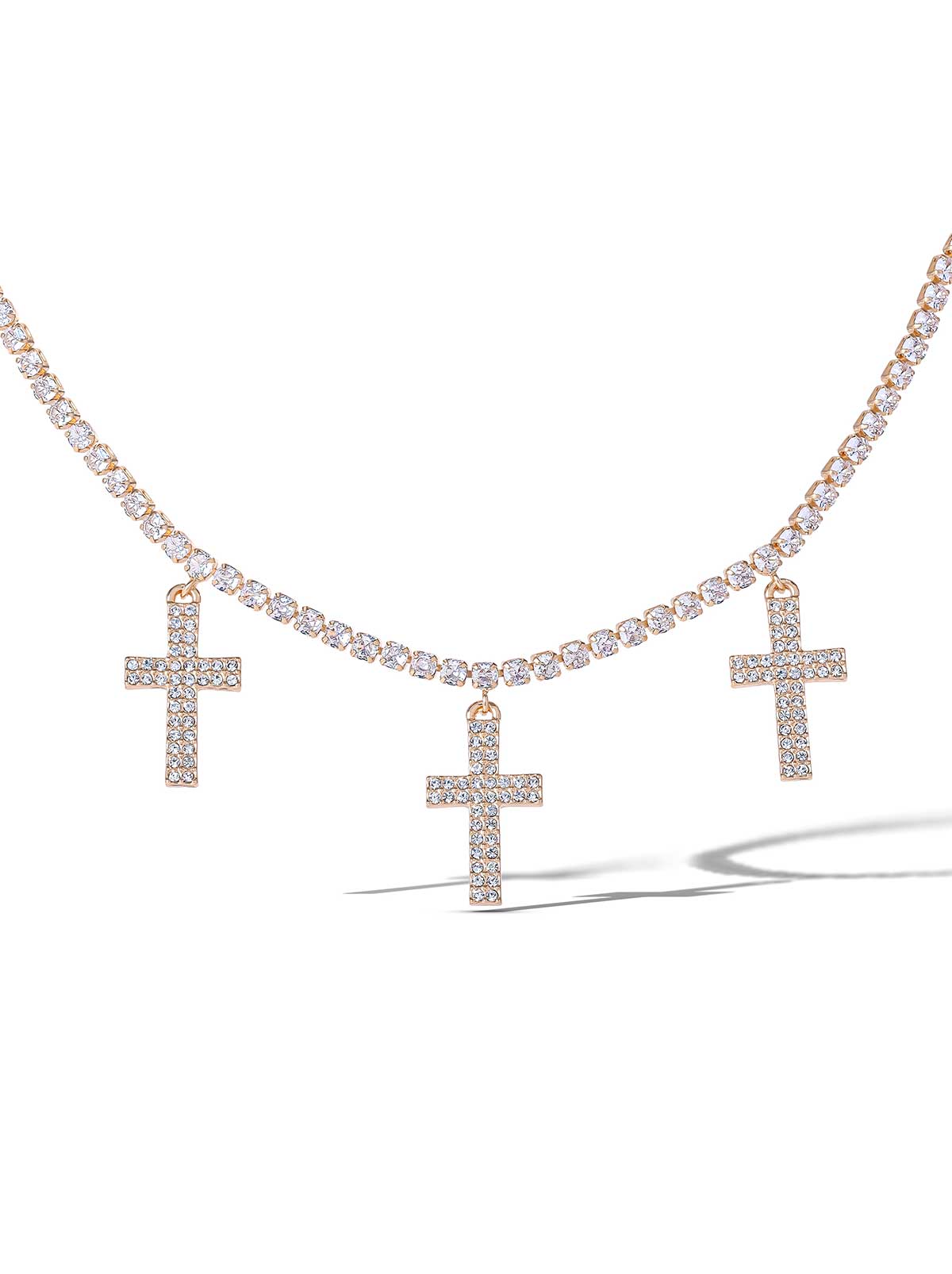 Accessories Triple Cross Pave Necklace | Jessica Simpson