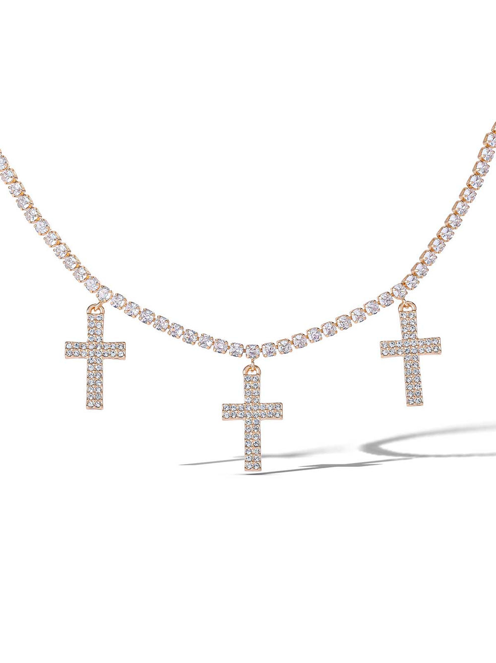 Accessories Triple Cross Pave Necklace | Jessica Simpson