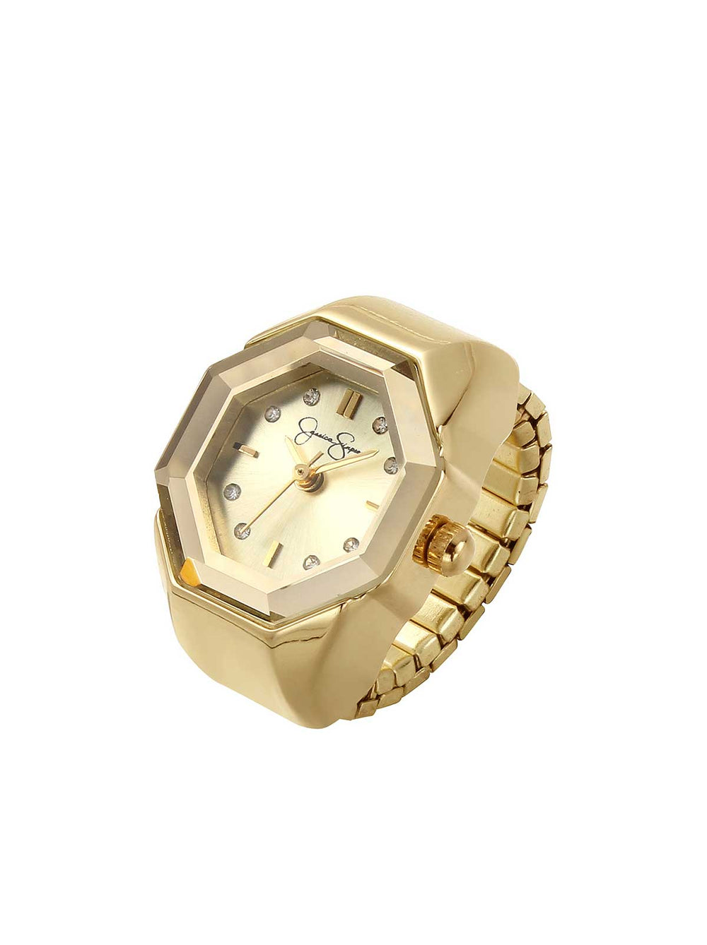 Accessories Faceted Bezel Crystal Ring Watch - Gold | Jessica Simpson