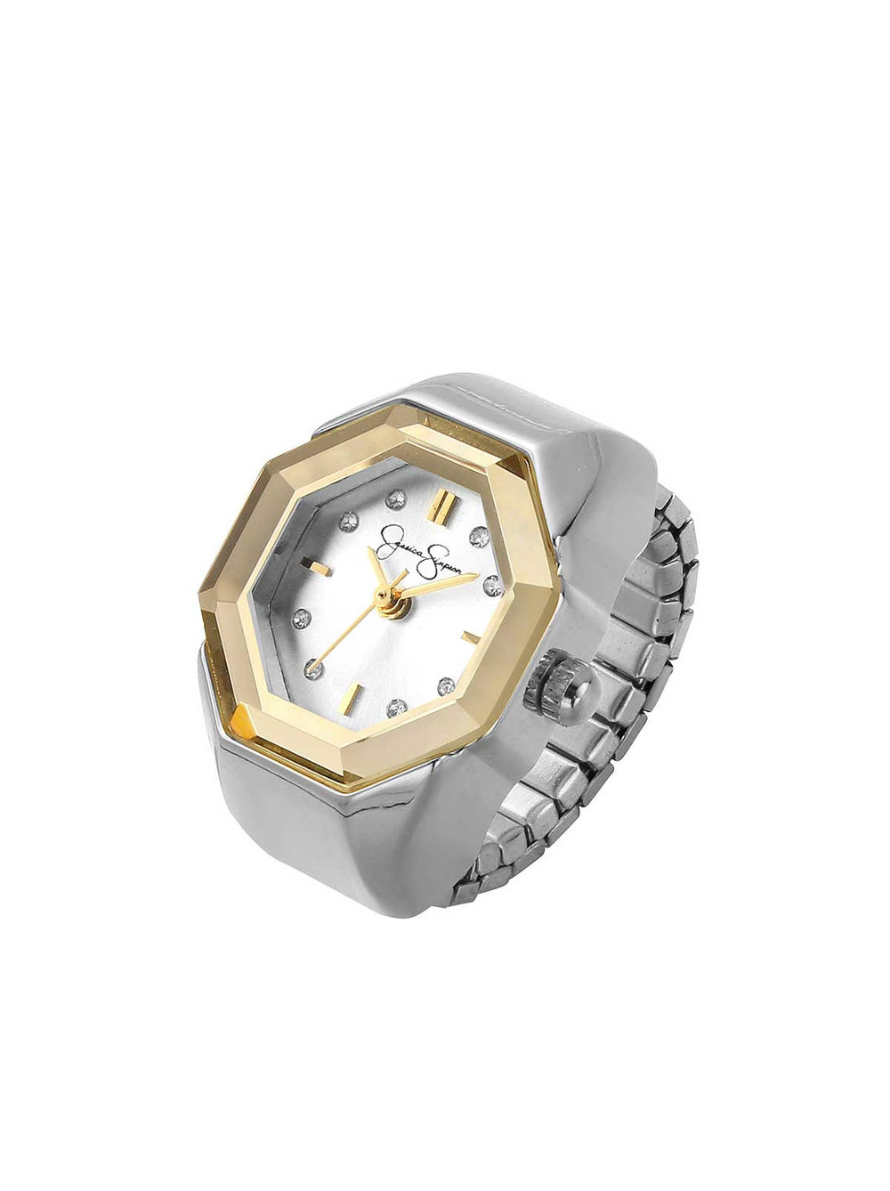 Accessories Faceted Bezel Crystal Ring Watch - Silver | Jessica Simpson