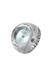 Accessories Faceted Bezel Single Crystal Ring Watch - Silver | Jessica Simpson
