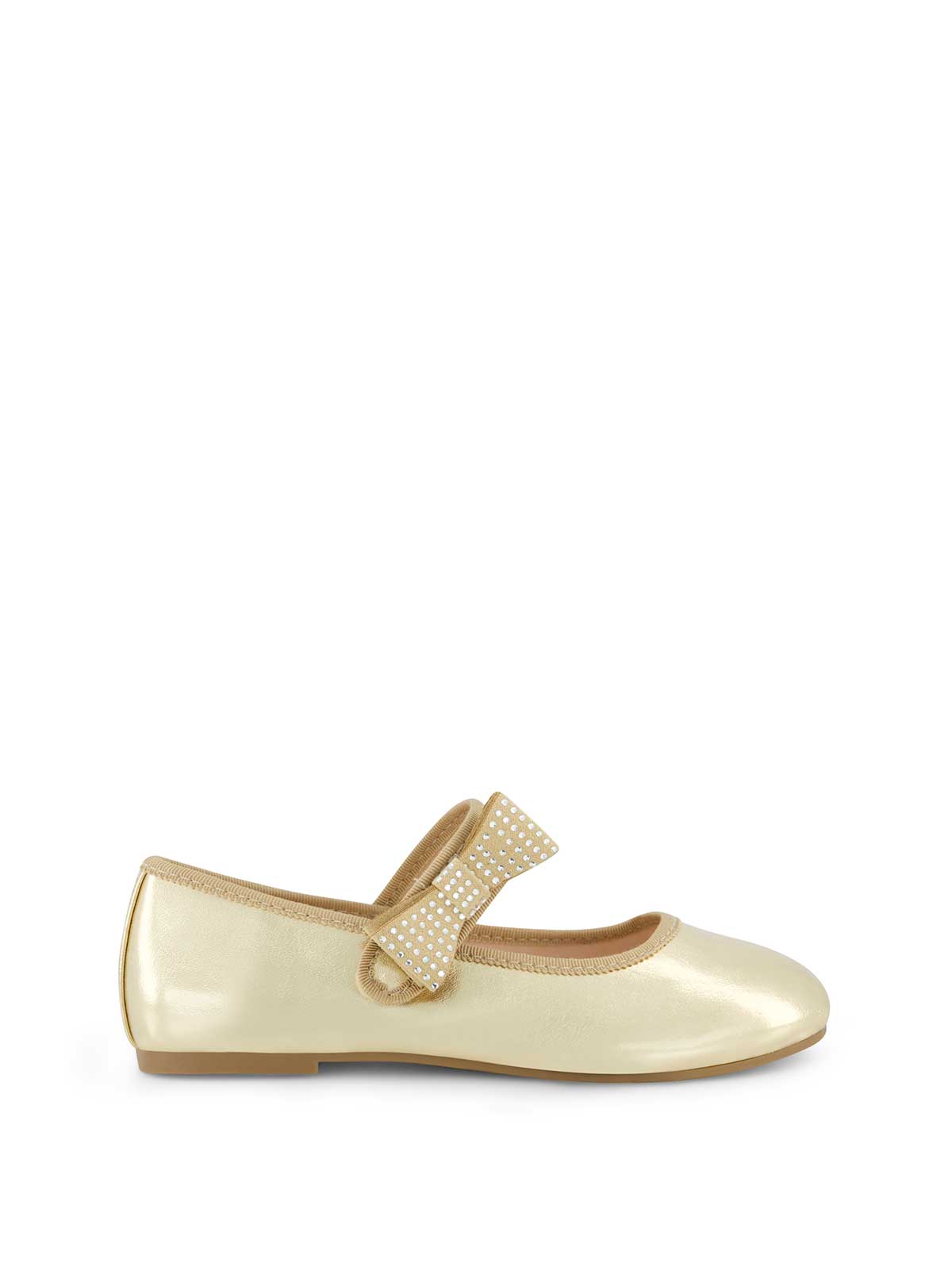 Women Little Girls' Amy Crystal Bow Ballet Flat - Gold | Jessica Simpson