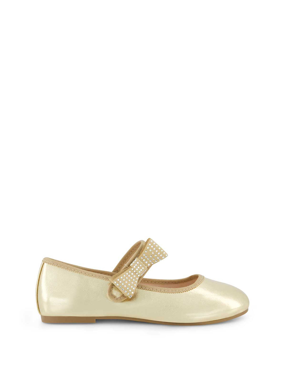 Women Little Girls' Amy Crystal Bow Ballet Flat - Gold | Jessica Simpson