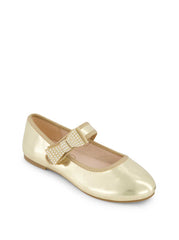 Women Little Girls' Amy Crystal Bow Ballet Flat - Gold | Jessica Simpson