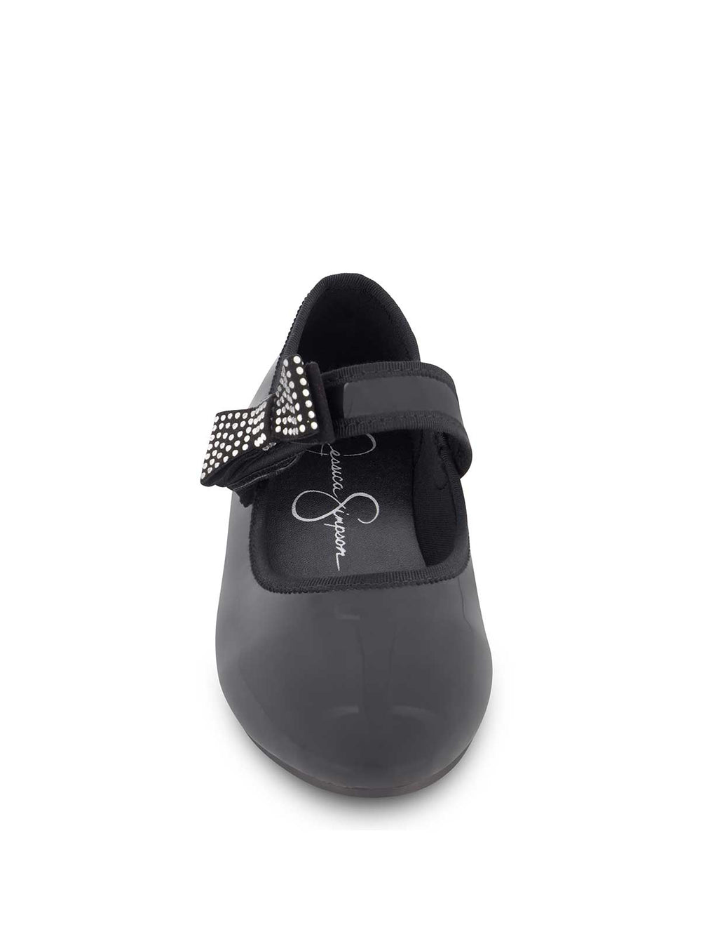 Women Little Girls' Amy Crystal Bow Ballet Flat - Black | Jessica Simpson