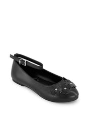 Women Little Girls' Amy Petal Ballet Flat - Black | Jessica Simpson