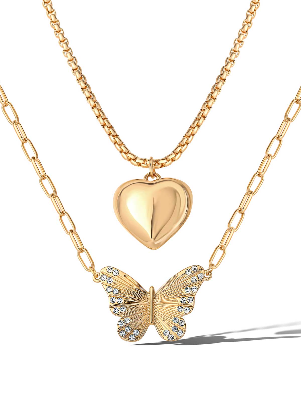 Accessories Butterfly Heart Layered Necklace | Jessica Simpson