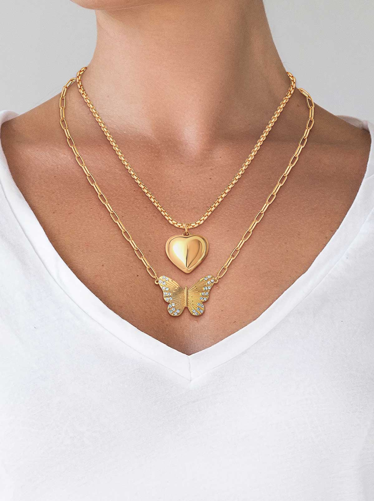 Accessories Butterfly Heart Layered Necklace | Jessica Simpson