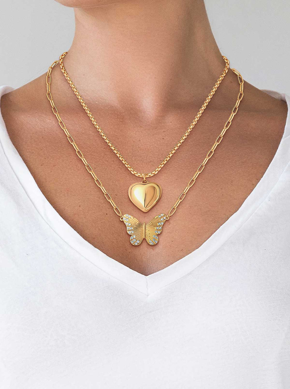 Accessories Butterfly Heart Layered Necklace | Jessica Simpson