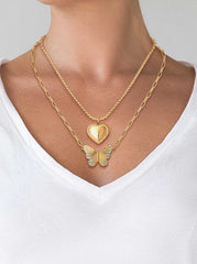 Accessories Butterfly Heart Layered Necklace | Jessica Simpson