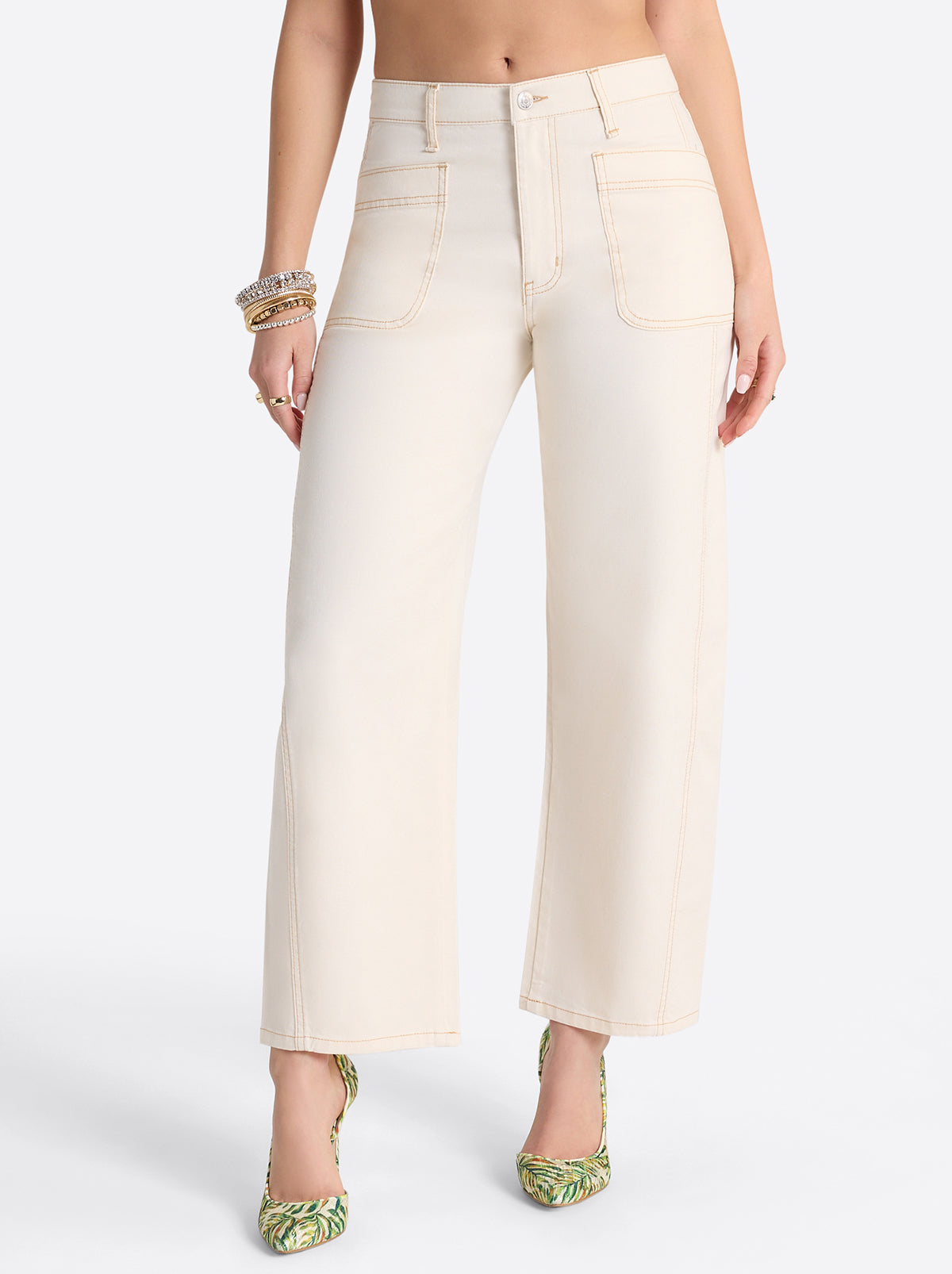 Women Relaxed Barrel Jeans - Ecru | Jessica Simpson