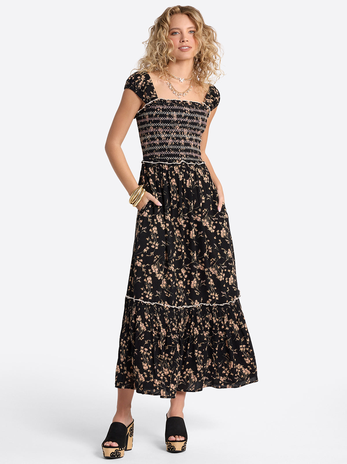 Women Clarice Maxi Dress - Obsidian Wispy Ditsies | Jessica Simpson