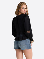 Women Elsie Babydoll Blouse - Black | Jessica Simpson