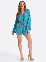 Women Aurelia Romper - Tile Blue Acrylic Ditsy | Jessica Simpson